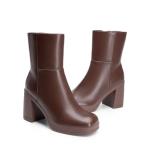 DREAM PAIRS Women's Chunky Square Toe Ankle Boots