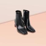 Womens Retro Square Toe Chunky Ankle Booties