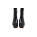 Womens Retro Square Toe Chunky Ankle Booties