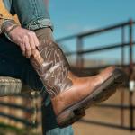 ANGRYRAM Waterproof Square Toe Cowboy Work Boots