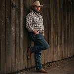 Men's Brown Square Toe Cowboy Boots