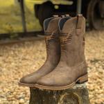 Men's Brown Square Toe Cowboy Boots - Vegan Leather