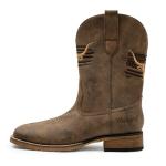 Men's Brown Square Toe Cowboy Boots - Vegan Leather