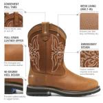 Men's Square Steel Toe Cowboy Work Boots
