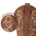 Tan Floral Square Toe Cowboy Boots for Women