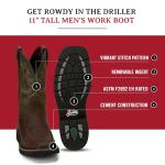 Justin Driller 11-Inch Cedar Square Toe Boot
