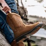 Men's Square Steel Toe Cowboy Work Boots