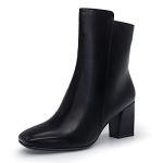 IDIFU Women's Ada Black Square Toe Ankle Boots
