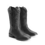 DREAM PAIRS Black Embroidered Square Toe Cowboy Boots