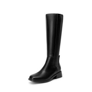 DREAM PAIRS Women's Black Square Toe Knee High Boots