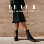 IDIFU Women's Ada Black Square Toe Ankle Boots
