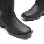 DREAM PAIRS Black Embroidered Square Toe Cowboy Boots