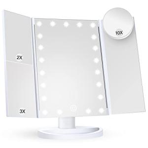 Illuminated Trifold Makeup Mirror with Magnification