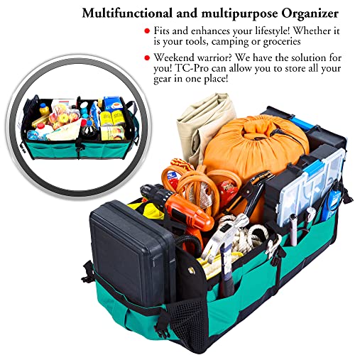 TrunkCratePro Trunk Organizer Premium Multi Movable Compartments Collapsible car organizer, trunk organizer for Car, Suv, Automotive, Trucks, gifts, Car Organizers (Regular, Cyan)23.6"L*14.6"W*12.5"H
