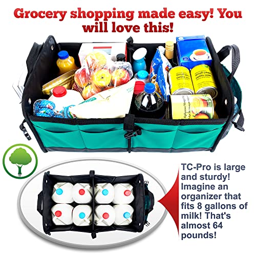 TrunkCratePro Trunk Organizer Premium Multi Movable Compartments Collapsible car organizer, trunk organizer for Car, Suv, Automotive, Trucks, gifts, Car Organizers (Regular, Cyan)23.6"L*14.6"W*12.5"H