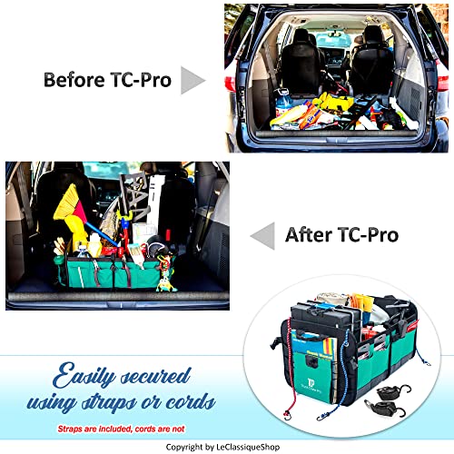 TrunkCratePro Trunk Organizer Premium Multi Movable Compartments Collapsible car organizer, trunk organizer for Car, Suv, Automotive, Trucks, gifts, Car Organizers (Regular, Cyan)23.6"L*14.6"W*12.5"H