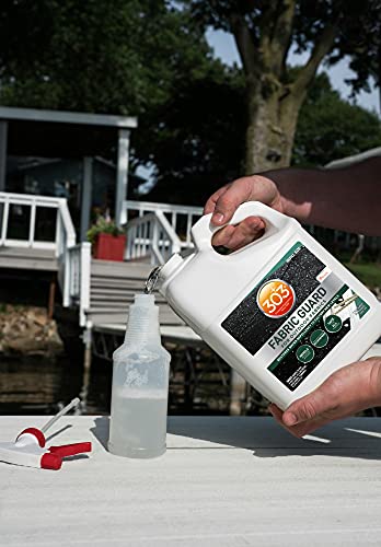 303 Marine Fabric Guard - Restores Water and Stain Repellency To Factory New Levels, Simple and Easy To Use, Manufacturer Recommended, Safe For All Fabrics, 1 Gallon (30674), white