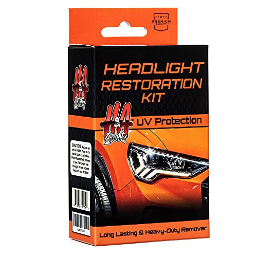 H&A QUALITY Heavy Duty Car Headlight Restoration Kit - Polishing Wipes Car Headlight Cleaner and Restorer Kit - Remove Fog, Fading, Oxidation, Rain, Sun Damage - Buffer, 2 Polish Wipes, Cloth, Gloves