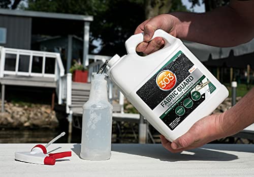 303 Marine Fabric Guard - Restores Water and Stain Repellency To Factory New Levels, Simple and Easy To Use, Manufacturer Recommended, Safe For All Fabrics, 1 Gallon (30674), white