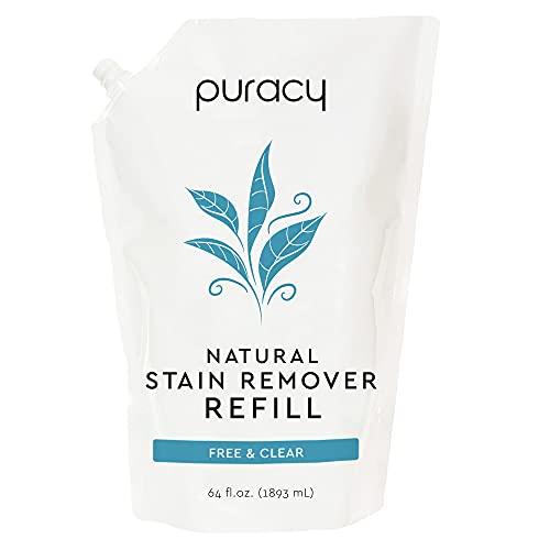 Puracy Natural Laundry Stain Remover Refill, 64 Fl Oz, Stain Remover for Clothes, Enzyme-Based Clothing Spot Cleaner, Free & Clear