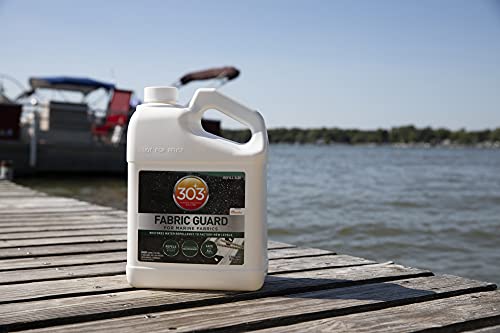 303 Marine Fabric Guard - Restores Water and Stain Repellency To Factory New Levels, Simple and Easy To Use, Manufacturer Recommended, Safe For All Fabrics, 1 Gallon (30674), white