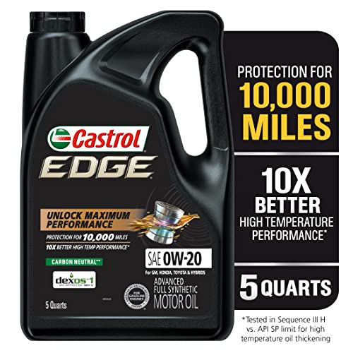 Castrol 03124 Edge 0W-20 Advanced Full Synthetic Motor Oil, 5 Quart, 3 Pack