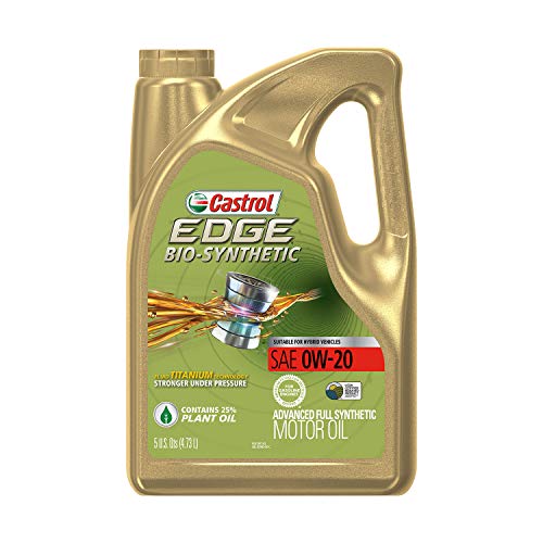 Castrol 03585 Edge Bio-Synthetic 0W-20 Advanced Full Synthetic Motor Oil, 5 Quart, 3 Pack