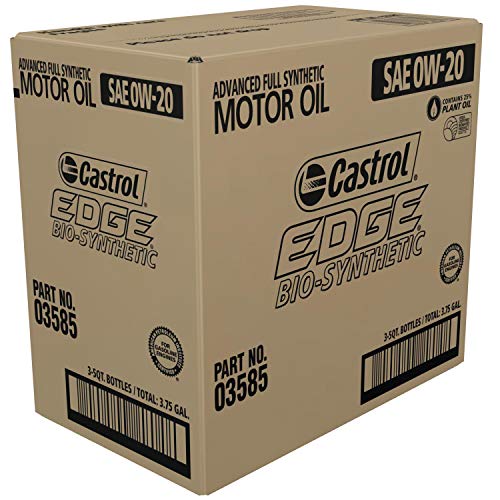 Castrol 03585 Edge Bio-Synthetic 0W-20 Advanced Full Synthetic Motor Oil, 5 Quart, 3 Pack