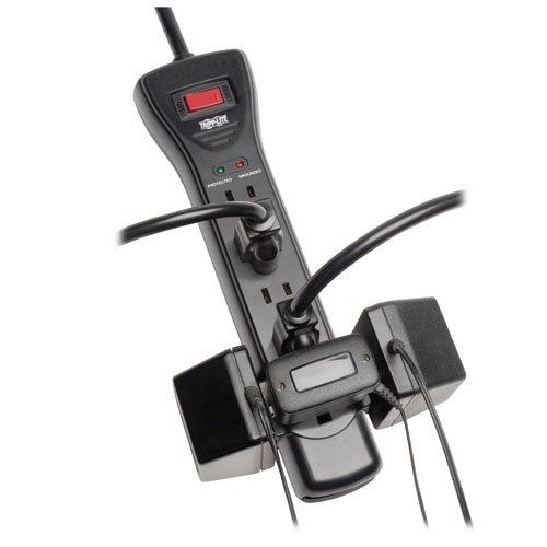 Tripp Lite 7 Outlet Surge Protector Power Strip, Extra Long Cord 25ft, Right-Angle Plug, Black, Lifetime Limited Warranty & $75K INSURANCE (SUPER725B)