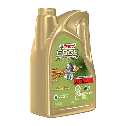 Castrol 03585 Edge Bio-Synthetic 0W-20 Advanced Full Synthetic Motor Oil, 5 Quart, 3 Pack