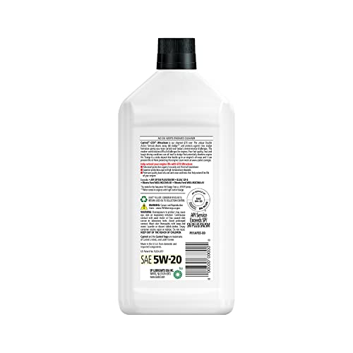 Castrol 6140 GTX ULTRACLEAN 5W-20 Motor Oil, 1 Quart, 6 Pack