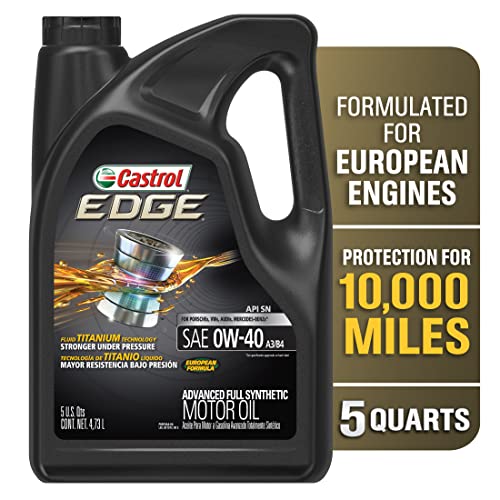 Castrol 03101 Edge 0W-40 A3/B4 Advanced Full Synthetic Motor Oil, 5 Quart, 3 Pack