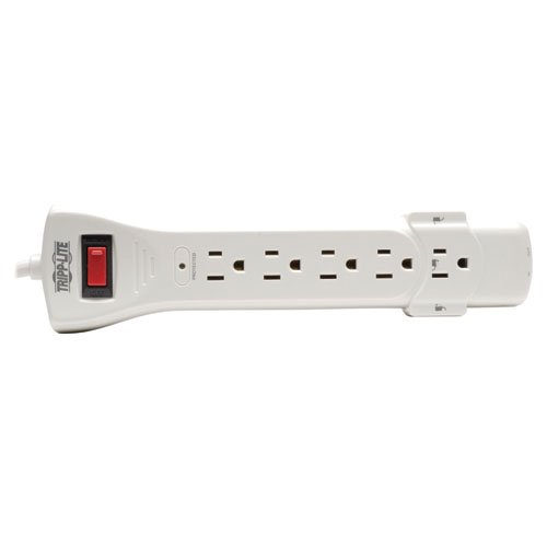 Tripp Lite 7 Outlet Surge Protector Power Strip, 12ft Long Cord, Right-Angle Plug, Fax/Modem Protection, RJ11, $50,000 INSURANCE (SUPER6TEL12)