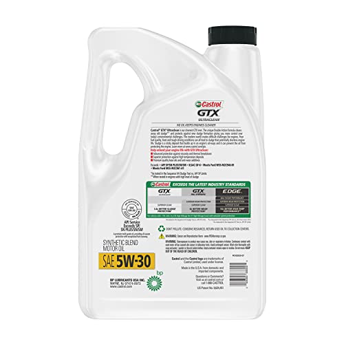 Castrol 03096 GTX Ultraclean 5W-30 Synthetic Blend Motor Oil, 5 Quart