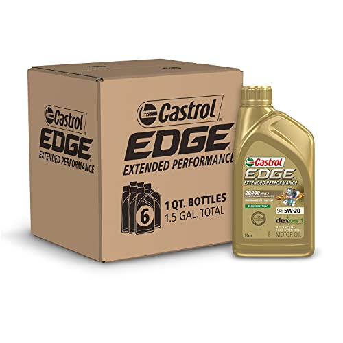 Castrol 06242 Edge Extended Performance 5W-20 Advanced Full Synthetic Motor Oil, 1 Quart, 6 Pack