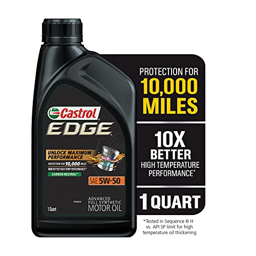 Castrol 06250 Edge 5W-50 Advanced Full Synthetic Motor Oil, 1 Quart, 6 Pack