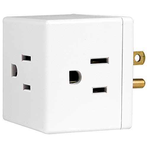 GE Pro 6 Outlet Surge Protector Adapter Spaced Tap & Wall Tap, 1, Extra-Wide Adapter Spaced, Easy Access Design, 3 Prong Outlet, Perfect for Travel, UL Listed, White, 58368