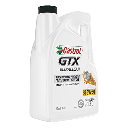 Castrol 03096 GTX Ultraclean 5W-30 Synthetic Blend Motor Oil, 5 Quart