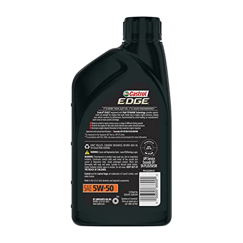 Castrol 06250 Edge 5W-50 Advanced Full Synthetic Motor Oil, 1 Quart, 6 Pack