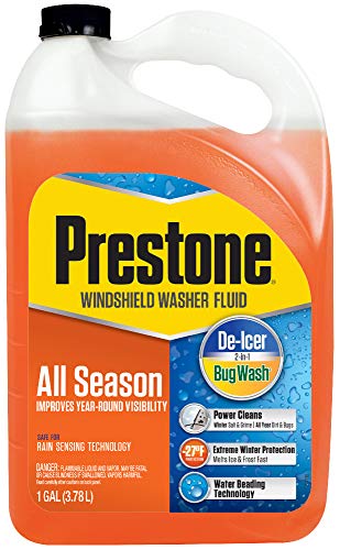 Prestone AS658-6PK All Season 2-in-1 Windshield Washer Fluid, Year Round, De-Icer + Bugwash, 1 Gallon, (Pack of 6)