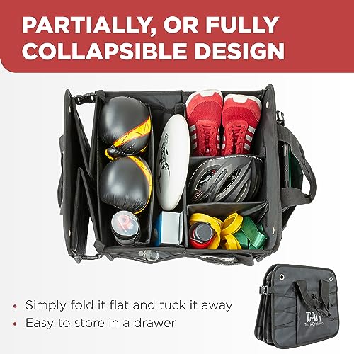 TRUNKCRATEPRO Trunk Organizer For SUV, Truck, Car, Premium Adjustable Multi Compartments Collapsible Heavy Duty Cargo Storage Truck Organizer Straps, Car Accessories (XL, Black)36.22"Lx17.13 Wx12.5”H