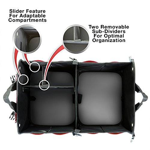 TRUNKCRATEPRO Trunk Organizer for Car, SUV, Auto Premium Adaptable Multi Compartments Collapsible Portable Car Organizer W 2 Adjustable Straps, Non-Skid Bottom (Regular, Red) 23.6" L*14.6" W*12.5" H