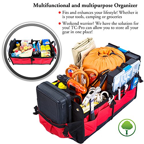 TRUNKCRATEPRO Trunk Organizer for Car, SUV, Auto Premium Adaptable Multi Compartments Collapsible Portable Car Organizer W 2 Adjustable Straps, Non-Skid Bottom (Regular, Red) 23.6" L*14.6" W*12.5" H