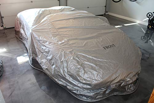 CoverSeal Light Duty Indoor Car Cover with Patented Weighted Ground Conforming Apron Seal - All Weather Water-Resistant Car Cover for Automobiles - Sports Size 189 L x 70 W x 67 H inch Max