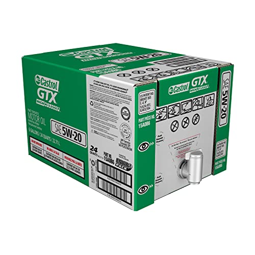 Castrol - 15A0B6 60017 GTX High Mileage 5W-20 Synthetic Blend Motor Oil, 6 Gallon Enviro-Pack