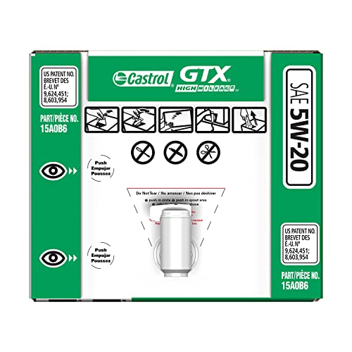 Castrol - 15A0B6 60017 GTX High Mileage 5W-20 Synthetic Blend Motor Oil, 6 Gallon Enviro-Pack
