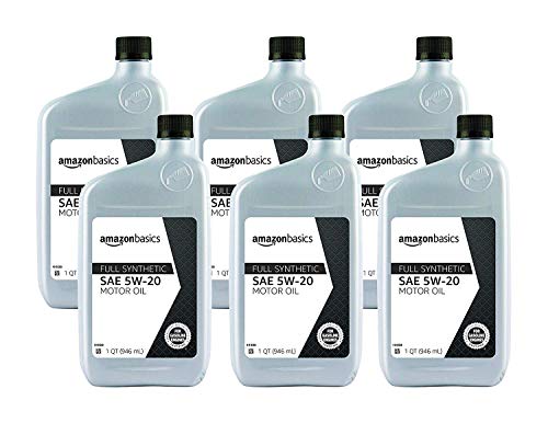 Amazon Basics Full Synthetic Motor Oil - 5W-20 - 1 Quart - 6 Pack