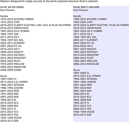 Prime Ave (5) Rear Differential + (5) Automatic Transmission Plug Washers For Honda & Acura Part# 90471-PX4-000 & 94109-20000