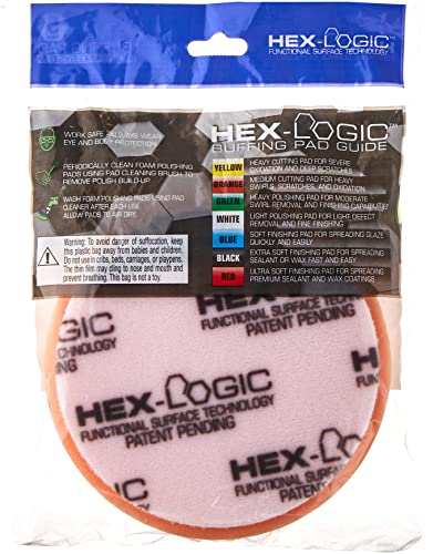 Chemical Guys BUFX_102_HEX5 Hex-Logic Medium-Heavy Cutting Pad, Orange (5.5 Inch Pad made for 5 Inch backing plates)