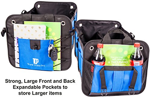 TRUNKCRATEPRO Collapsible Portable Multi Compartments Heavy Duty Non-Slip Cargo Trunk Organizer Storage, Blue